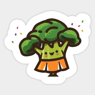 Broccoli Cheerleader Sticker